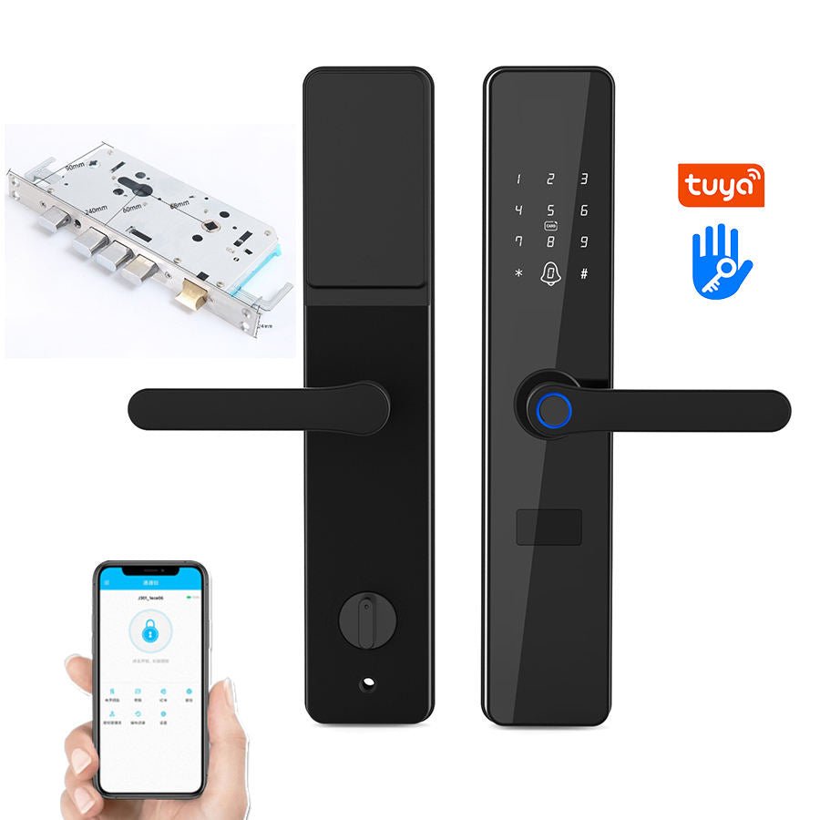 Tuchware XS3400WF Smart Door Handle Lock with WiFi, Fingerprint, RFID, Keypad, Mortise, and Cylinder - My Store