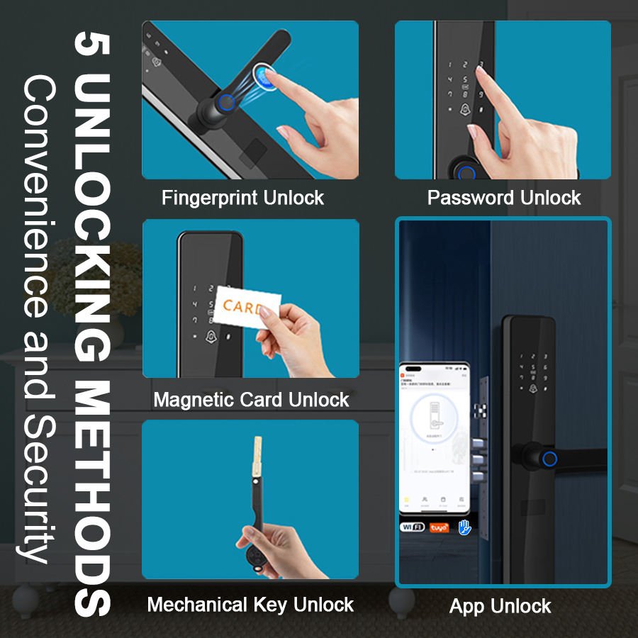 Tuchware XS3400WF Smart Door Handle Lock with WiFi, Fingerprint, RFID, Keypad, Mortise, and Cylinder - My Store