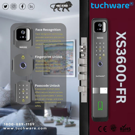 Tuchware XS3600 - FR Smart WIFI Door Lock | 3D Face Recognition & Cat’s Eye Camera for Advanced Security Access - Tuchware Store