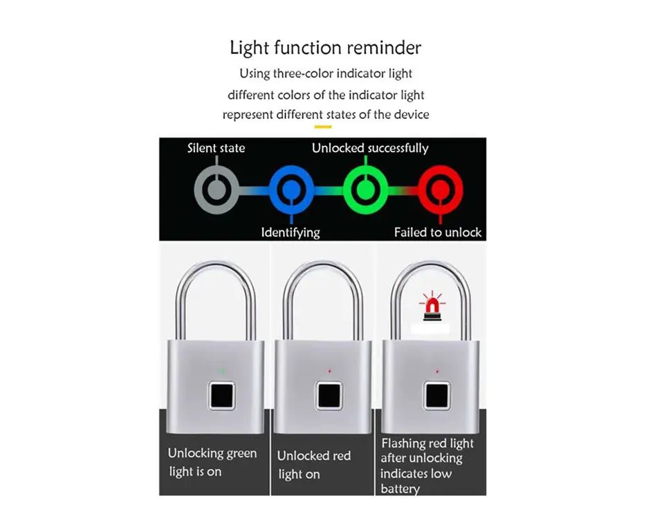 XS - 3600 - PD - Fingerprint Padlock | Secure Your World with Fingerprint Precision - Tuchware Store