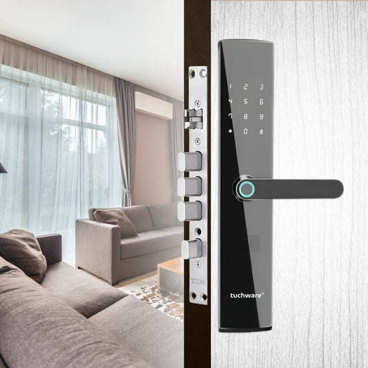 Tuchware XS3400WF Smart Door Handle Lock with WiFi, Fingerprint, RFID, Keypad, Mortise, and Cylinder - Tuchware Store