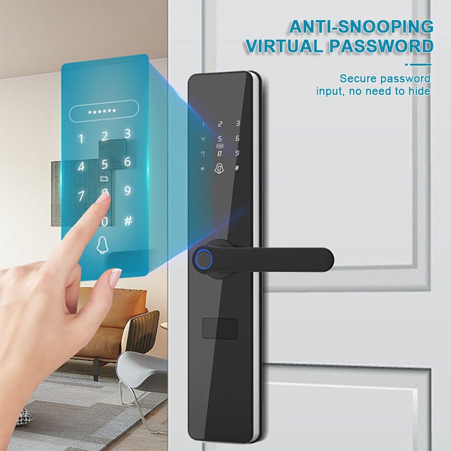 Tuchware XS3400WF Smart Door Handle Lock with WiFi, Fingerprint, RFID, Keypad, Mortise, and Cylinder - My Store